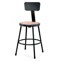 

National Public Seating 6200 Series 24" Heavy Duty Steel Stool with Backrest, Masonite Wood Seat, Black Frame