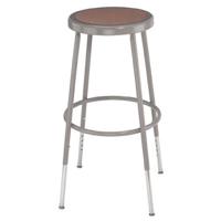 

National Public Seating 6200 Series 25"-33" Height Adjustable Heavy Duty Steel Stool, Masonite Wood Seat, Gray Frame