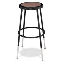 

National Public Seating 6200 Series 25"-33" Height Adjustable Heavy Duty Steel Stool, Masonite Wood Seat, Black Frame