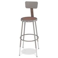 

National Public Seating 6200 Series 25"-33" Height Adjustable Heavy Duty Steel Stool with Backrest, Masonite Wood Seat, Gray Frame