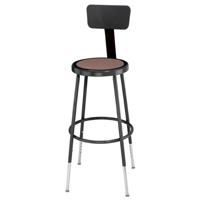 

National Public Seating 6200 Series 25"-33" Height Adjustable Heavy Duty Steel Stool with Backrest, Masonite Wood Seat, Black Frame