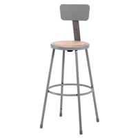 

National Public Seating 6200 Series 30" Heavy Duty Steel Stool with Backrest, Masonite Wood Seat, Gray Frame