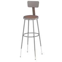 

National Public Seating 6200 Series 32"-39" Height Adjustable Heavy Duty Steel Stool with Backrest, Masonite Wood Seat, Gray Frame