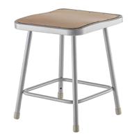 

National Public Seating 6300 Series 18" Heavy Duty Square Seat Steel Stool, Gray Frame