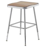 

National Public Seating 6300 Series 19"-27" Height Adjustable Heavy Duty Square Seat Steel Stool, Gray Frame