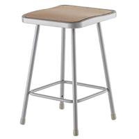 

National Public Seating 6300 Series 24" Heavy Duty Square Seat Steel Stool, Gray Frame