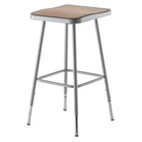 

National Public Seating 6300 Series 25"-33" Height Adjustable Heavy Duty Square Seat Steel Stool, Gray Frame