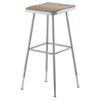 

National Public Seating 6300 Series 32"-39" Height Adjustable Heavy Duty Square Seat Steel Stool, Gray Frame