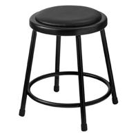 

National Public Seating 6400 Series 18" Heavy Duty Vinyl Padded Steel Stool, Black Seat, Black Frame