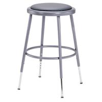 

National Public Seating 6400 Series 19"-27" Height Adjustable Heavy Duty Vinyl Padded Steel Stool, Gray Seat, Gray Frame