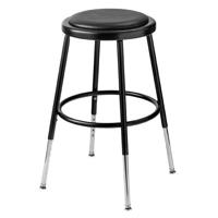 

National Public Seating 6400 Series 19"-27" Height Adjustable Heavy Duty Vinyl Padded Steel Stool, Black Seat, Black Frame