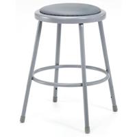 

National Public Seating 6400 Series 24" Heavy Duty Vinyl Padded Steel Stool, Gray Seat, Gray Frame