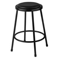 

National Public Seating 6400 Series 24" Heavy Duty Vinyl Padded Steel Stool, Black Seat, Black Frame