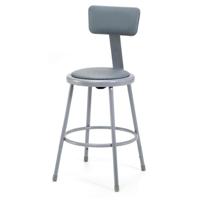 

National Public Seating 6400 Series 24" Heavy Duty Vinyl Padded Steel Stool with Backrest, Gray Seat, Gray Frame