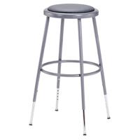 

National Public Seating 6400 Series 25"-33" Height Adjustable Heavy Duty Vinyl Padded Steel Stool, Gray Seat, Gray Frame