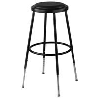 

National Public Seating 6400 Series 25"-33" Height Adjustable Heavy Duty Vinyl Padded Steel Stool, Black Seat, Black Frame