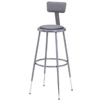 

National Public Seating 6400 Series 25"-33" Height Adjustable Heavy Duty Vinyl Padded Steel Stool with Backrest, Gray Seat, Gray Frame