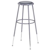 

National Public Seating 6400 Series 32"-39" Height Adjustable Heavy Duty Vinyl Padded Steel Stool, Gray Seat, Gray Frame