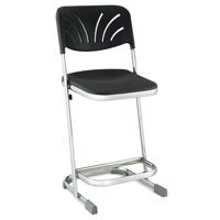 

National Public Seating 6600 Series 22" Elephant Z-Stool with Backrest, Black Seat, Chrome Frame