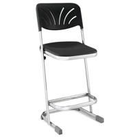 

National Public Seating 6600 Series 24" Elephant Z-Stool with Backrest, Black Seat, Chrome Frame
