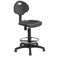 

National Public Seating 6700 Series Kangaroo Stool Polyurethane Seat and Backrest, Supports 300 Lbs, Black Surface, Black Frame