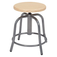 

National Public Seating 6800 Series 19"-25" Height Adjustable Designer Stool, Wooden Seat, Gray Frame