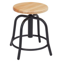 

National Public Seating 6800 Series 19"-25" Height Adjustable Designer Stool, Wooden Seat, Black Frame