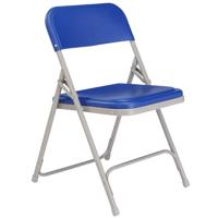 

National Public Seating 4 Pack 805 Premium Lightweight Plastic Folding Chair, Blue Surface, Gray Frame