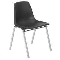 

National Public Seating 8100 Series Poly Shell Stacking Chair, Black Surface, Chrome Frame