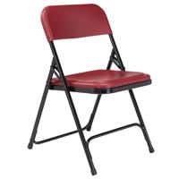 

National Public Seating 4 Pack 818 Premium Lightweight Plastic Folding Chair, Burgundy Surface, Black Frame