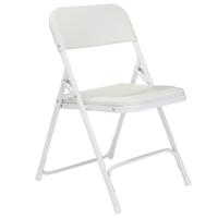 

National Public Seating 4 Pack 821 Premium Lightweight Plastic Folding Chair, Bright White Surface, White Frame
