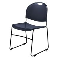 

National Public Seating 855-CL Commercialine Multi-Purpose Ultra Compact Stack Chair, Supports 300 Lbs, Navy Blue Surface, Black Frame
