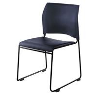 

National Public Seating 8700 Series Cafetorium Plush Vinyl Stack Chair, Blue Seat, Black Frame