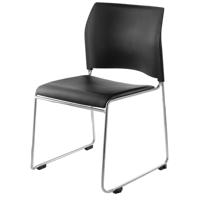 

National Public Seating 8700 Series Cafetorium Plush Vinyl Stack Chair, Black Seat, Chrome Frame