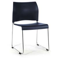 

National Public Seating 8800 Series Cafetorium Plastic Stack Chair, Navy Seat, Chrome Frame
