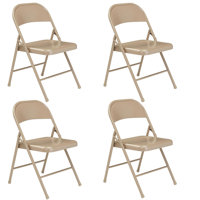 

National Public Seating 4 Pack 901 Commercialine All-Steel Folding Chair, Supports 250 Lbs, Beige Surface, Beige Frame