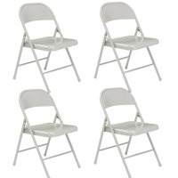 

National Public Seating 4 Pack 902 Commercialine All-Steel Folding Chair, Supports 250 Lbs, Gray Surface, Gray Frame