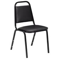 

National Public Seating 9100 Series Vinyl Upholstered Stack Chair, Black Seat, Black Frame