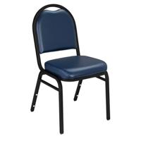 

National Public Seating 9200 Series Premium Vinyl Upholstered Dome-Back Stack Chair, Midnight Blue Seat, Black Sandtex Frame, Unboxed