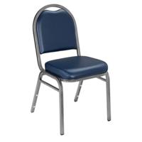 

National Public Seating 9200 Series Premium Vinyl Upholstered Dome-Back Stack Chair, Midnight Blue Seat, Silvervein Frame, Unboxed