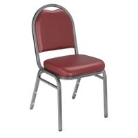 

National Public Seating 9200 Series Premium Vinyl Upholstered Dome-Back Stack Chair, Burgundy Seat, Silvervein Frame, Unboxed