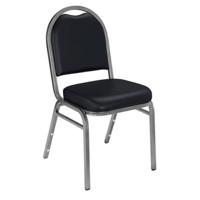

National Public Seating 9200 Series Premium Vinyl Upholstered Dome-Back Stack Chair, Black Seat, Silvervein Frame