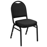 

National Public Seating 9200 Series Premium Fabric Upholstered Dome-Back Stack Chair, Ebony Black Seat, Black Sandtex Frame, Unboxed