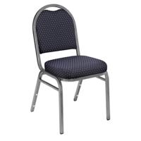 

National Public Seating 9200 Series Premium Fabric Upholstered Dome-Back Stack Chair, Navy Pattern Seat, Silvervein Frame