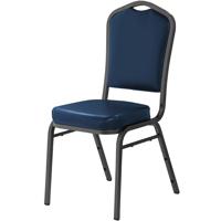 

National Public Seating 9300 Series Deluxe Vinyl Upholstered Silhouette Stack Chair, Midnight Blue Seat, Silvervein Frame