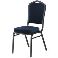 

National Public Seating 9300 Series Deluxe Fabric Upholstered Silhouette Stack Chair, Midnight Blue Seat, Silvervein Frame