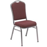 

National Public Seating 9300 Series Deluxe Fabric Upholstered Silhouette Stack Chair, Diamond Burgundy Seat, Silvervein Frame