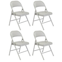 

National Public Seating 4 Pack 952 Commercialine Vinyl Padded Steel Folding Chair, Supports 250 Lbs, Gray Surface, Gray Frame