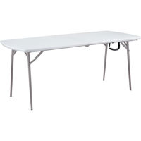 

National Public Seating BMFIH3072 30x72" Heavy Duty Fold-In-Half Table, Supports 700 Lbs, Speckled Gray Surface, Gray Frame