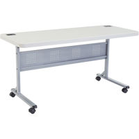 

National Public Seating BPFT-2460 24x60" Flip-N-Store Training Table, Supports 700 Lbs, Speckled Gray Surface, Gray Frame